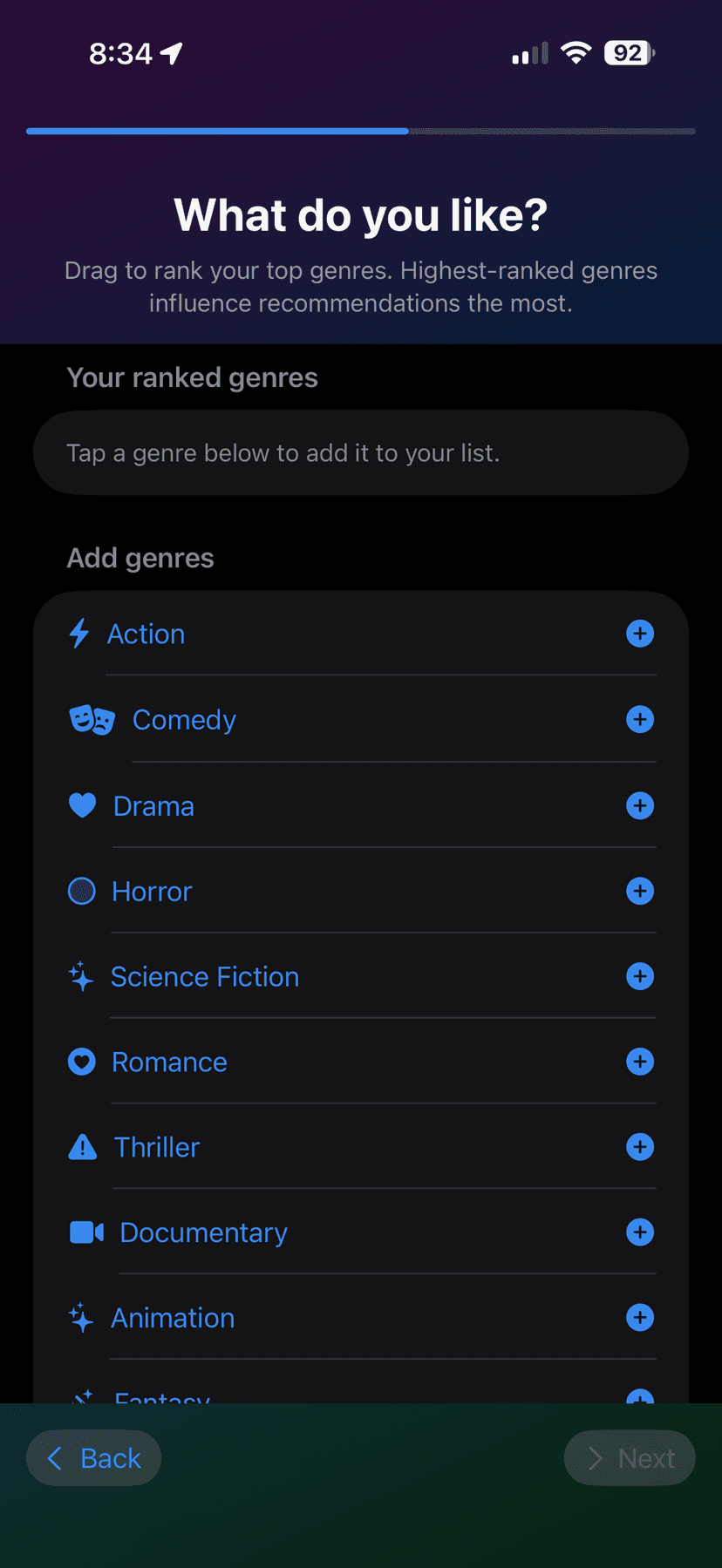 Genre selection and ranking